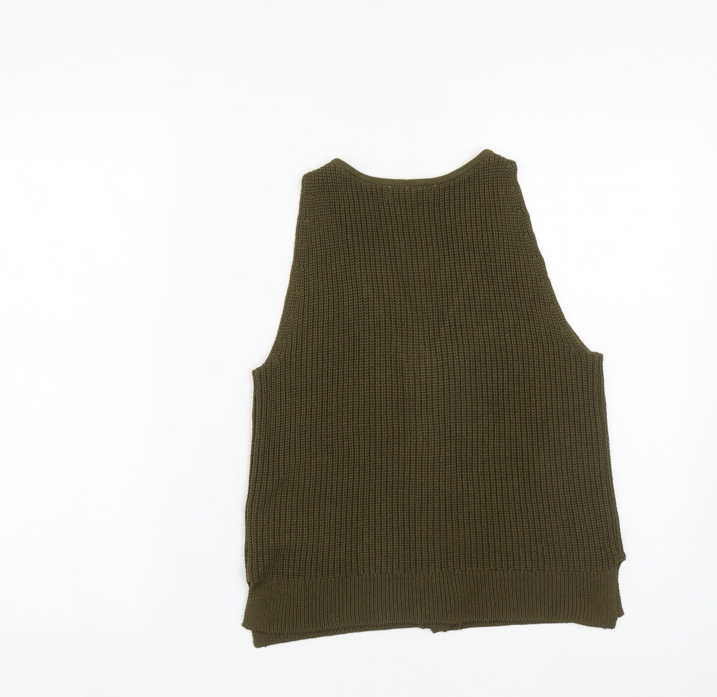 H&M Womens Green V-Neck  Polyester Vest Jumper Size XS