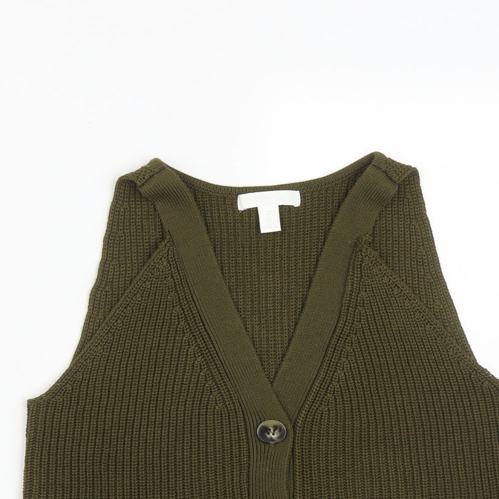 H&M Womens Green V-Neck  Polyester Vest Jumper Size XS