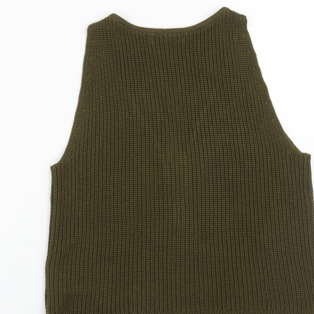 H&M Womens Green V-Neck  Polyester Vest Jumper Size XS