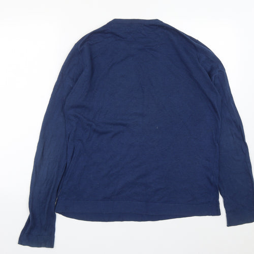 MNG Mens Blue Round Neck  Polyester Pullover Jumper Size L