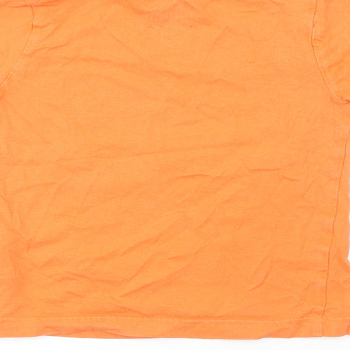 F&F Boys Orange Houndstooth 100% Cotton Pullover T-Shirt Size 2-3 Years Crew Neck