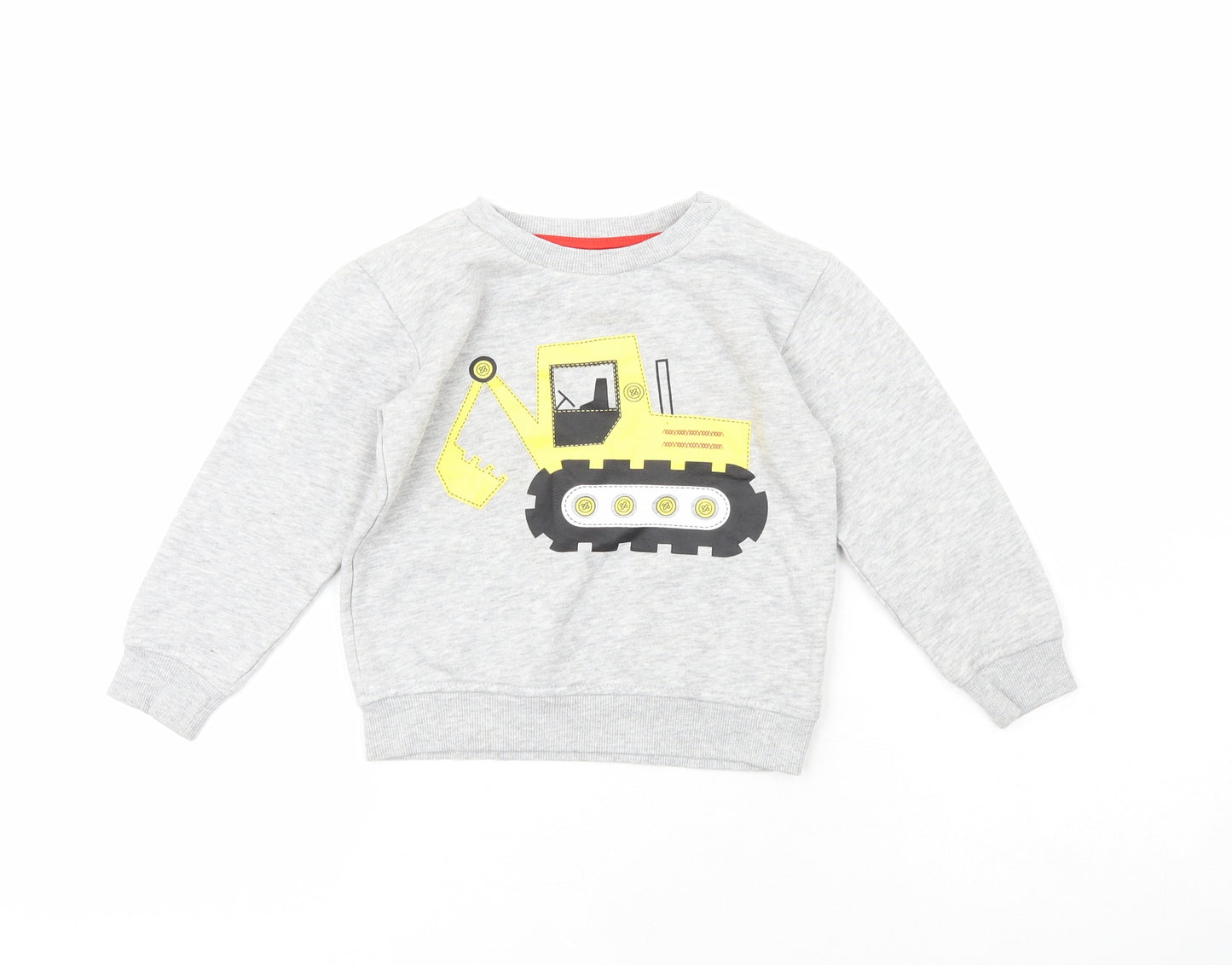 Dunnes Boys Grey Crew Neck  Cotton Pullover Jumper Size 3-4 Years   - Tractor
