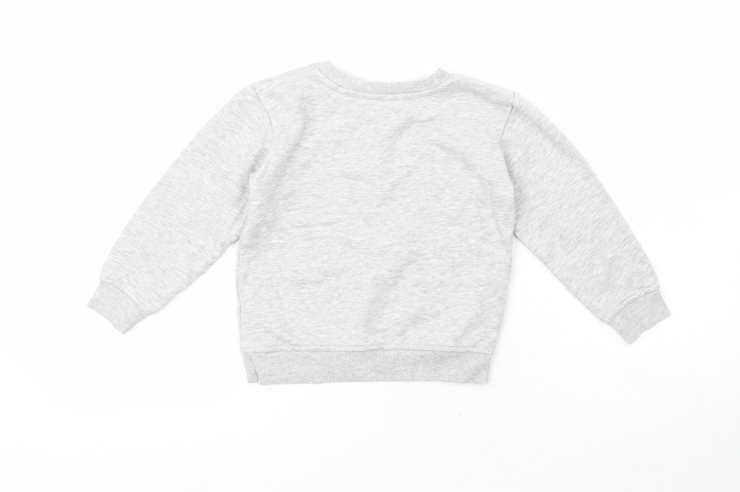 Dunnes Boys Grey Crew Neck  Cotton Pullover Jumper Size 3-4 Years   - Tractor