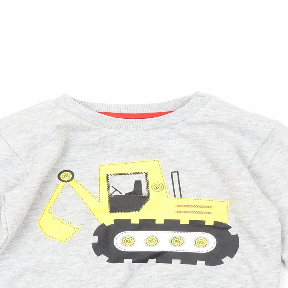 Dunnes Boys Grey Crew Neck  Cotton Pullover Jumper Size 3-4 Years   - Tractor