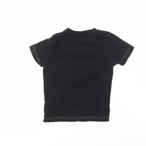 F&F Boys Black  Polyester Pullover T-Shirt Size 12-18 Months Crew Neck  - Dinosaur