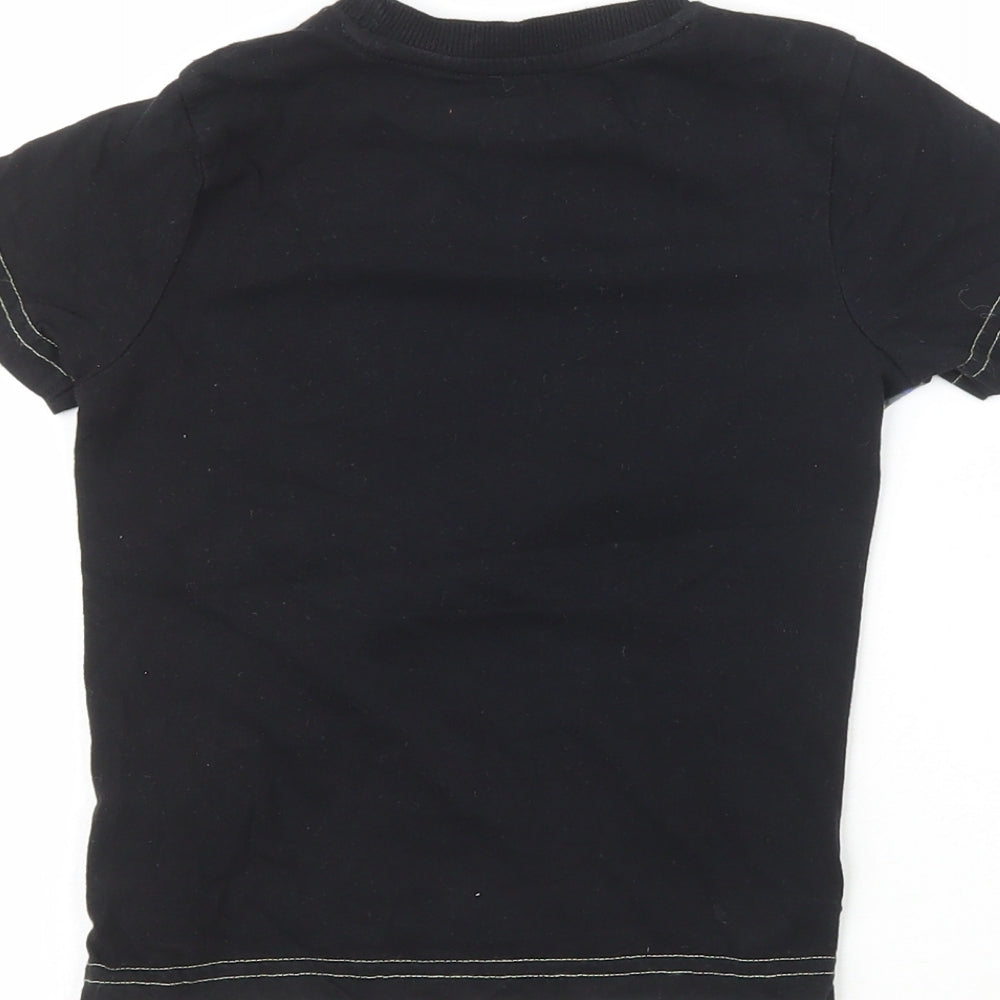 F&F Boys Black  Polyester Pullover T-Shirt Size 12-18 Months Crew Neck  - Dinosaur