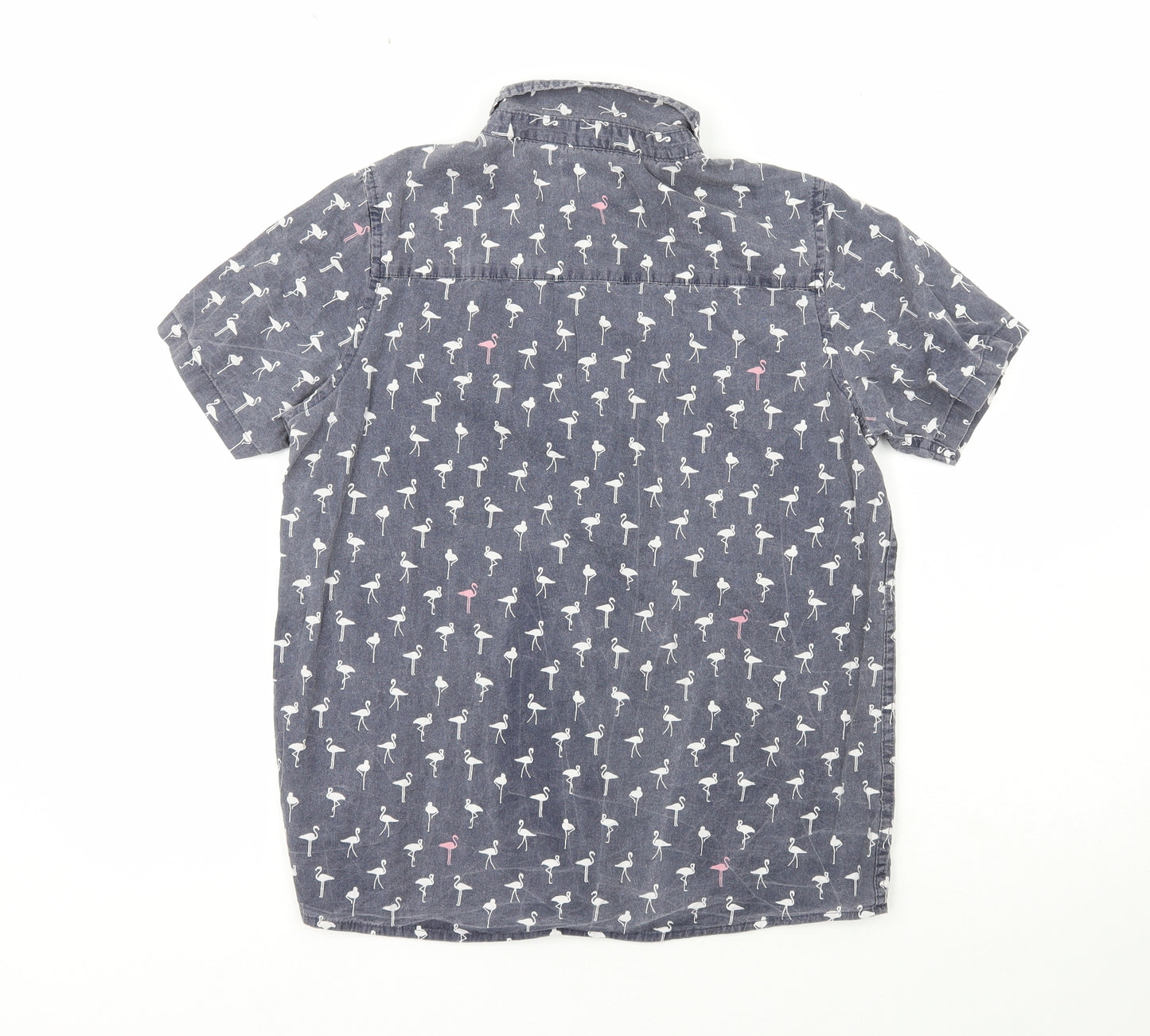 Brave Soul Boys Grey  100% Cotton Basic Button-Up Size 13 Years Collared  - Flamingo