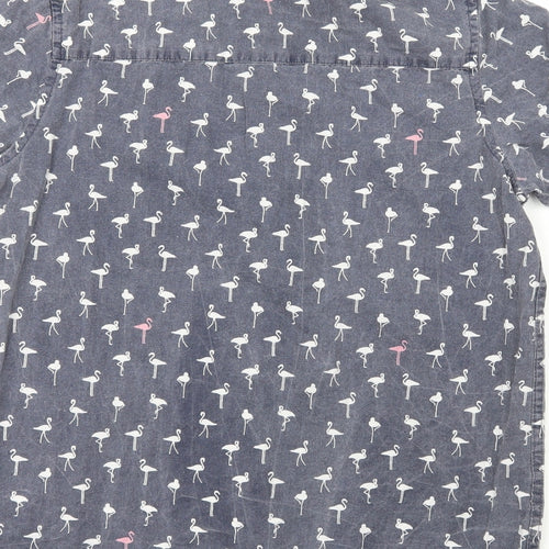 Brave Soul Boys Grey  100% Cotton Basic Button-Up Size 13 Years Collared  - Flamingo