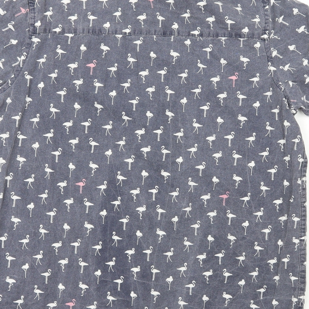 Brave Soul Boys Grey  100% Cotton Basic Button-Up Size 13 Years Collared  - Flamingo