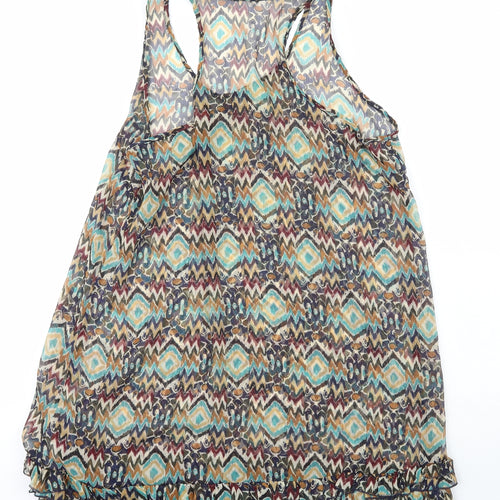 Evie Womens Multicoloured Geometric Polyester Basic Tank Size 14 Scoop Neck