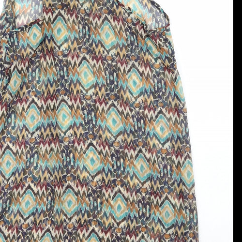 Evie Womens Multicoloured Geometric Polyester Basic Tank Size 14 Scoop Neck