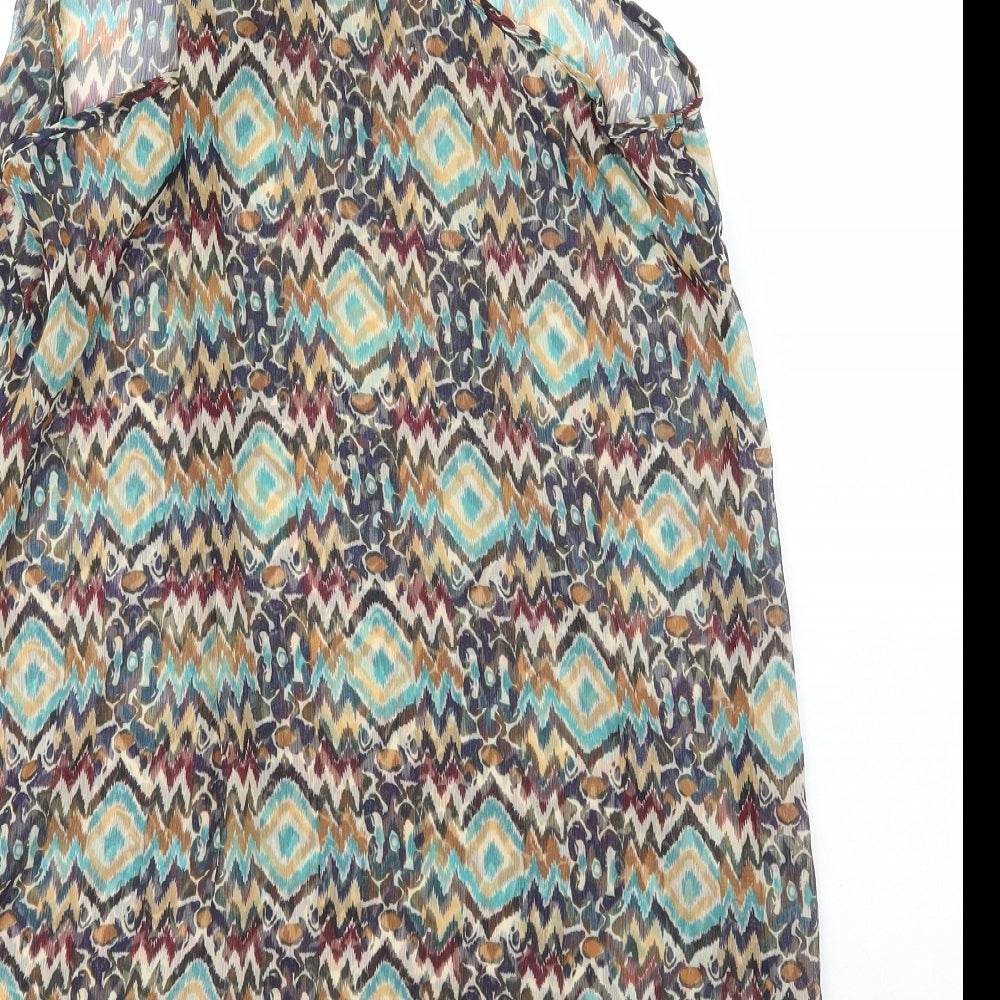 Evie Womens Multicoloured Geometric Polyester Basic Tank Size 14 Scoop Neck