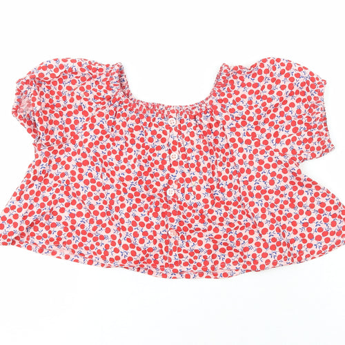NEXT Girls Red  Viscose Basic Button-Up Size 3 Years Crew Neck  - Cherry Print