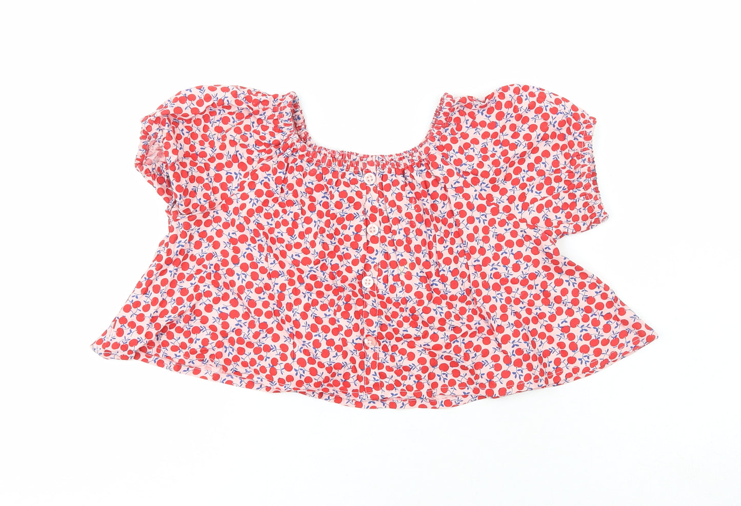 NEXT Girls Red  Viscose Basic Button-Up Size 3 Years Crew Neck  - Cherry Print