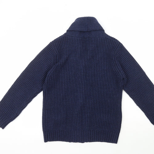 Remus Uomo Mens Blue Collared  Acrylic Cardigan Jumper Size M