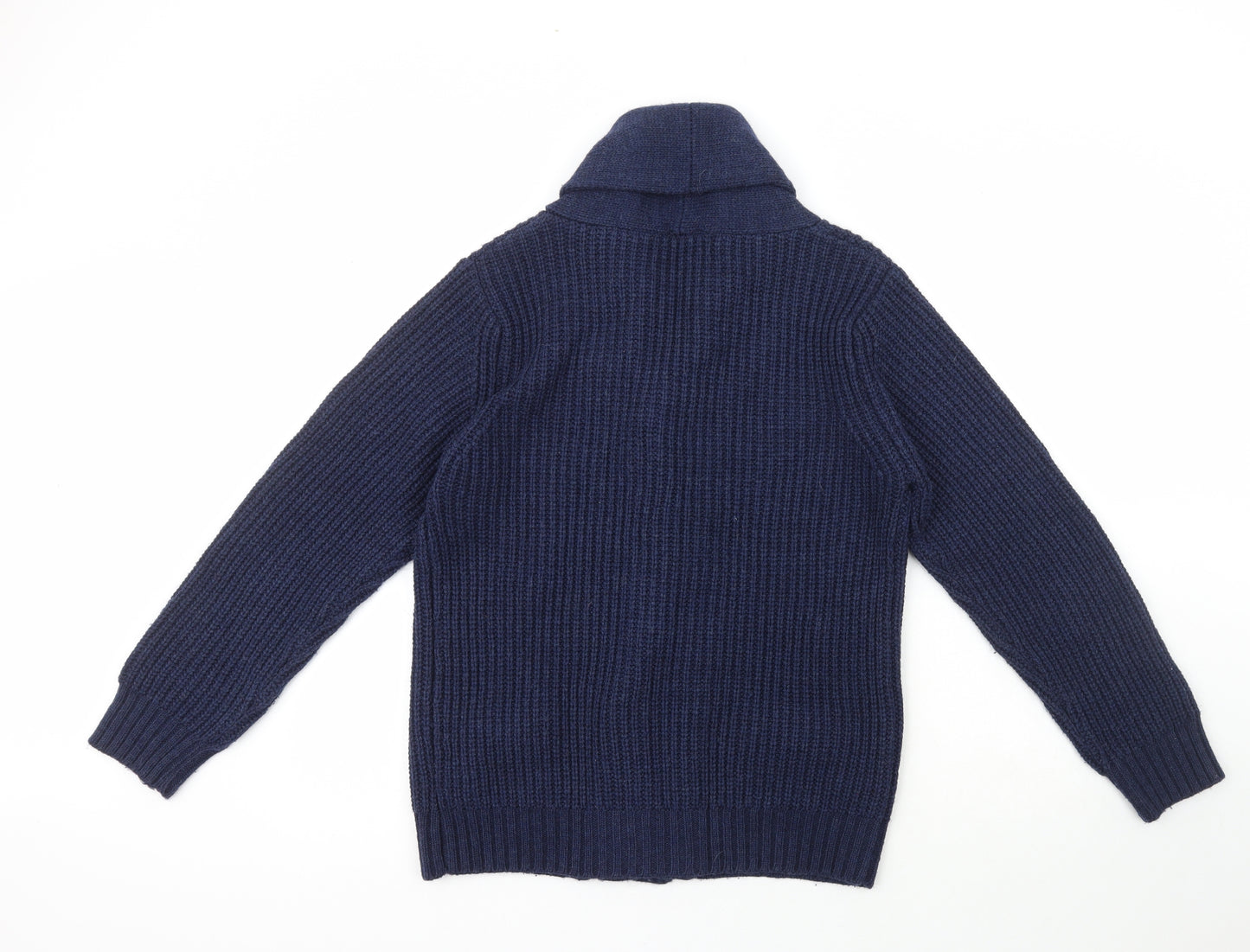 Remus Uomo Mens Blue Collared  Acrylic Cardigan Jumper Size M
