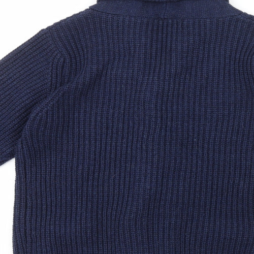 Remus Uomo Mens Blue Collared  Acrylic Cardigan Jumper Size M