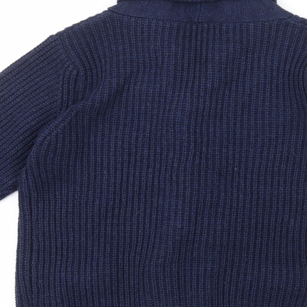 Remus Uomo Mens Blue Collared  Acrylic Cardigan Jumper Size M