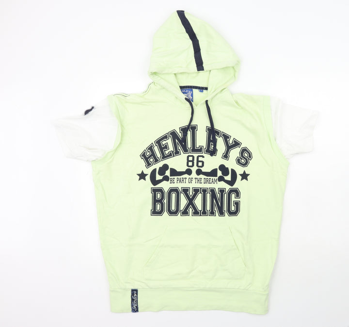 Henleys Womens Green 100% Cotton Pullover Hoodie Size 4 - Slogan