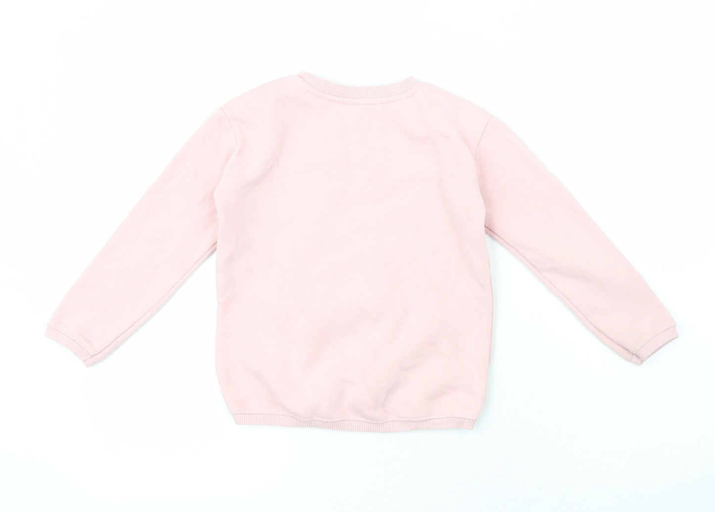 Dunnes Girls Pink Crew Neck  Cotton Pullover Jumper Size 5-6 Years   - Shine Bright