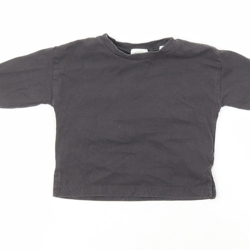 Zara Girls Grey  100% Cotton Pullover Casual Size 3-6 Months Crew Neck