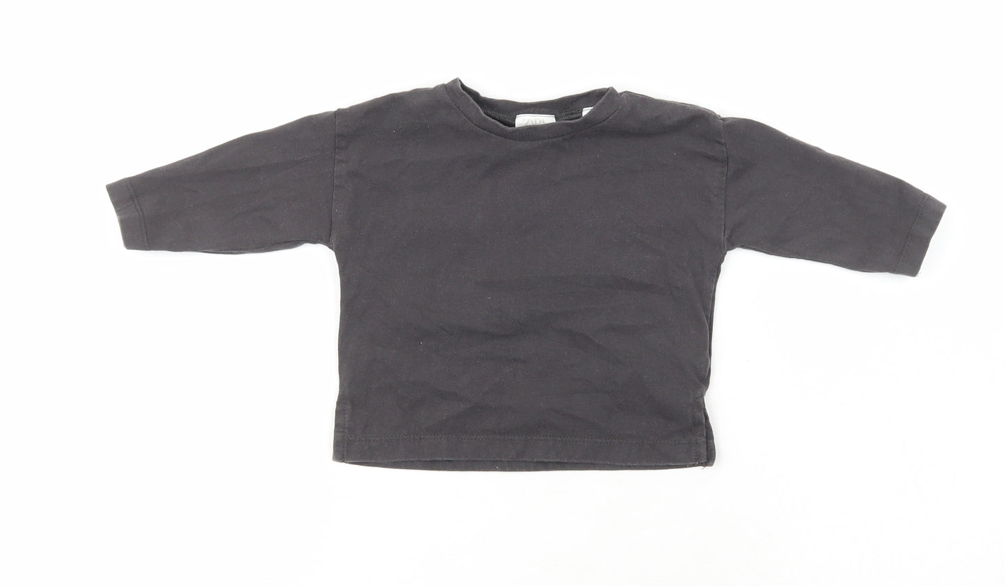 Zara Girls Grey  100% Cotton Pullover Casual Size 3-6 Months Crew Neck