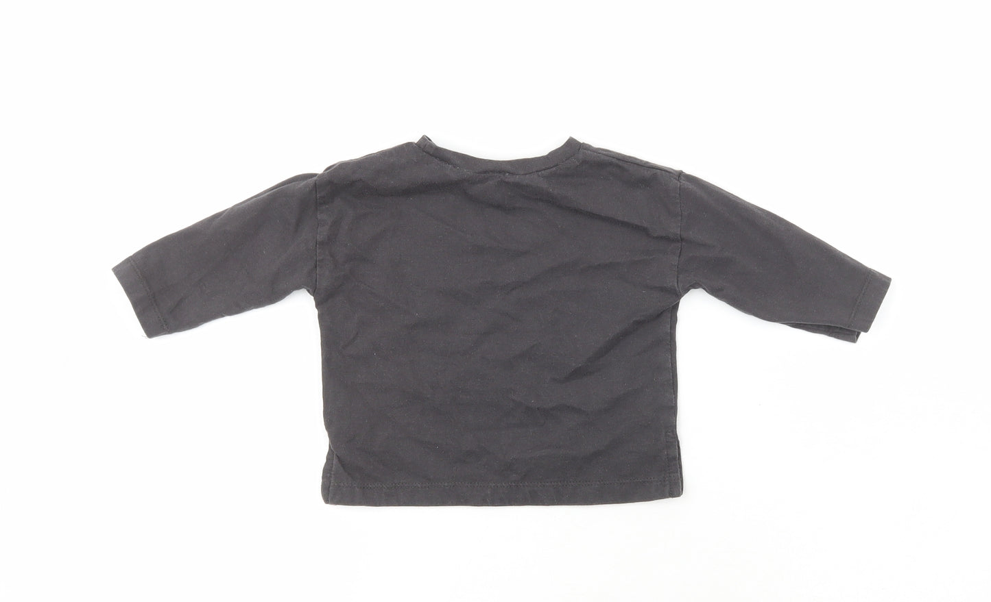 Zara Girls Grey  100% Cotton Pullover Casual Size 3-6 Months Crew Neck