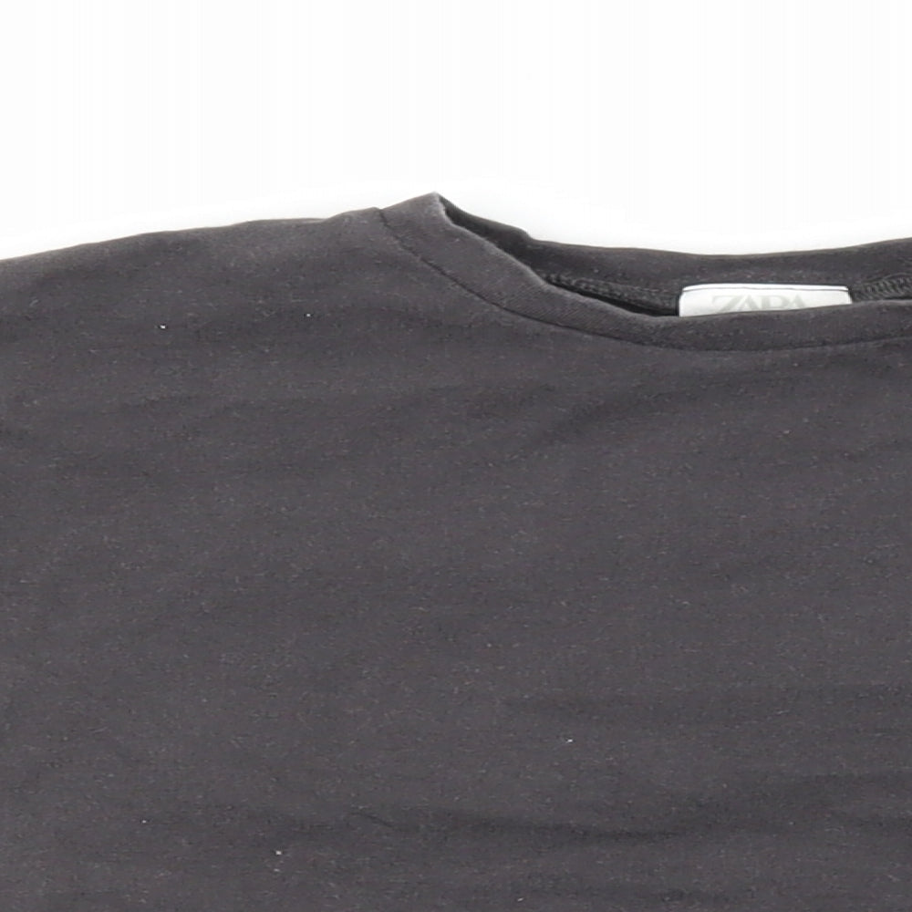 Zara Girls Grey  100% Cotton Pullover Casual Size 3-6 Months Crew Neck