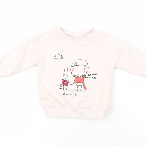 Next  Girls Pink  Cotton Pullover Jumper Size 6-9 Months   - Shopping Trip