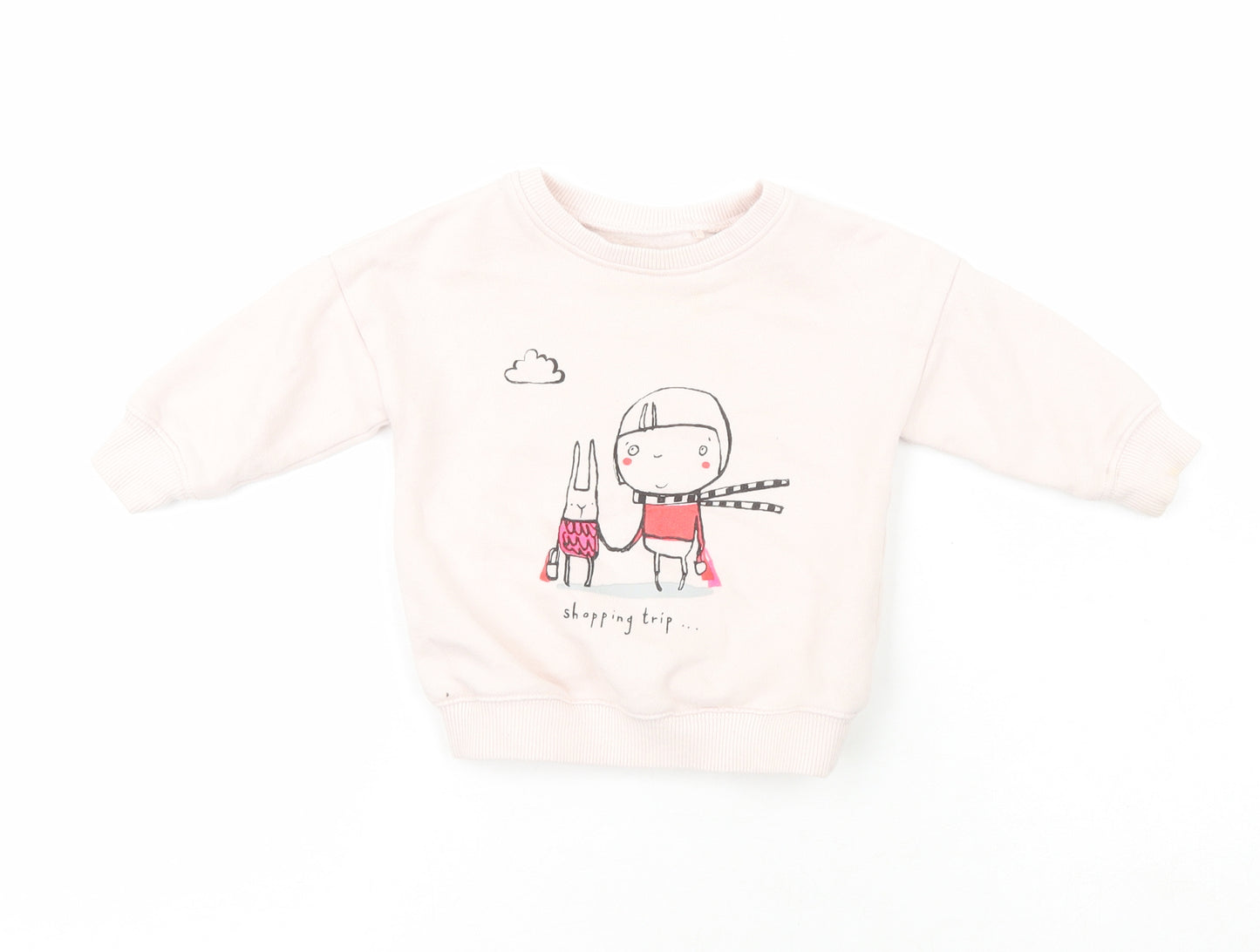 Next  Girls Pink  Cotton Pullover Jumper Size 6-9 Months   - Shopping Trip