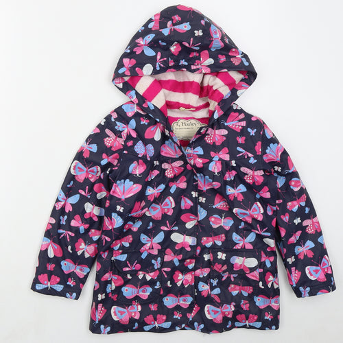Hatley Girls Blue   Rain Coat Coat Size 8 Years  Button - Butterflies