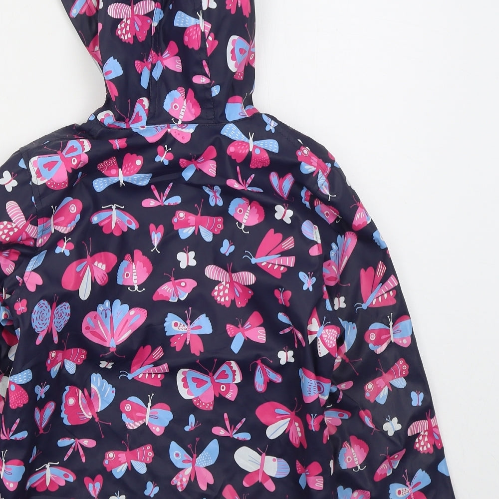 Hatley Girls Blue   Rain Coat Coat Size 8 Years  Button - Butterflies