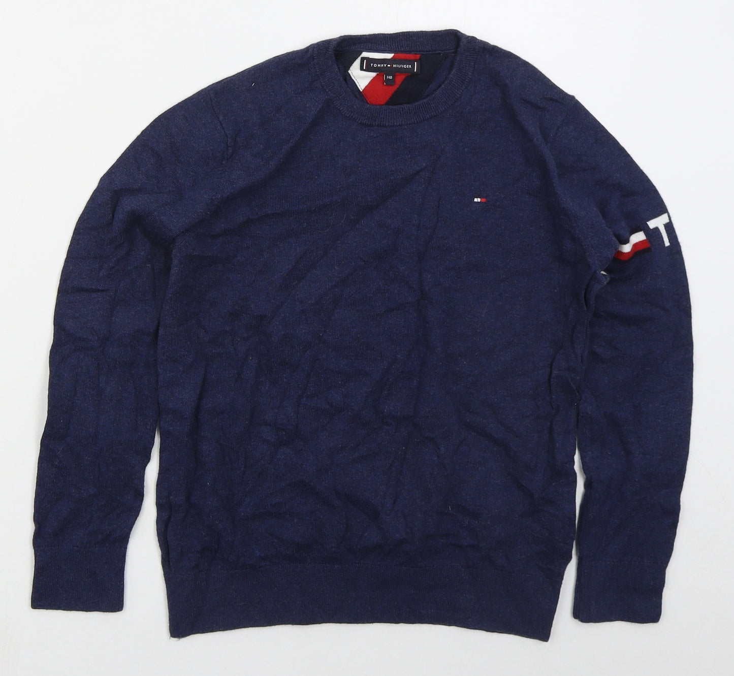 Tommy Hilfiger Boys Blue Crew Neck  Cotton Pullover Jumper Size 10 Years  Pullover