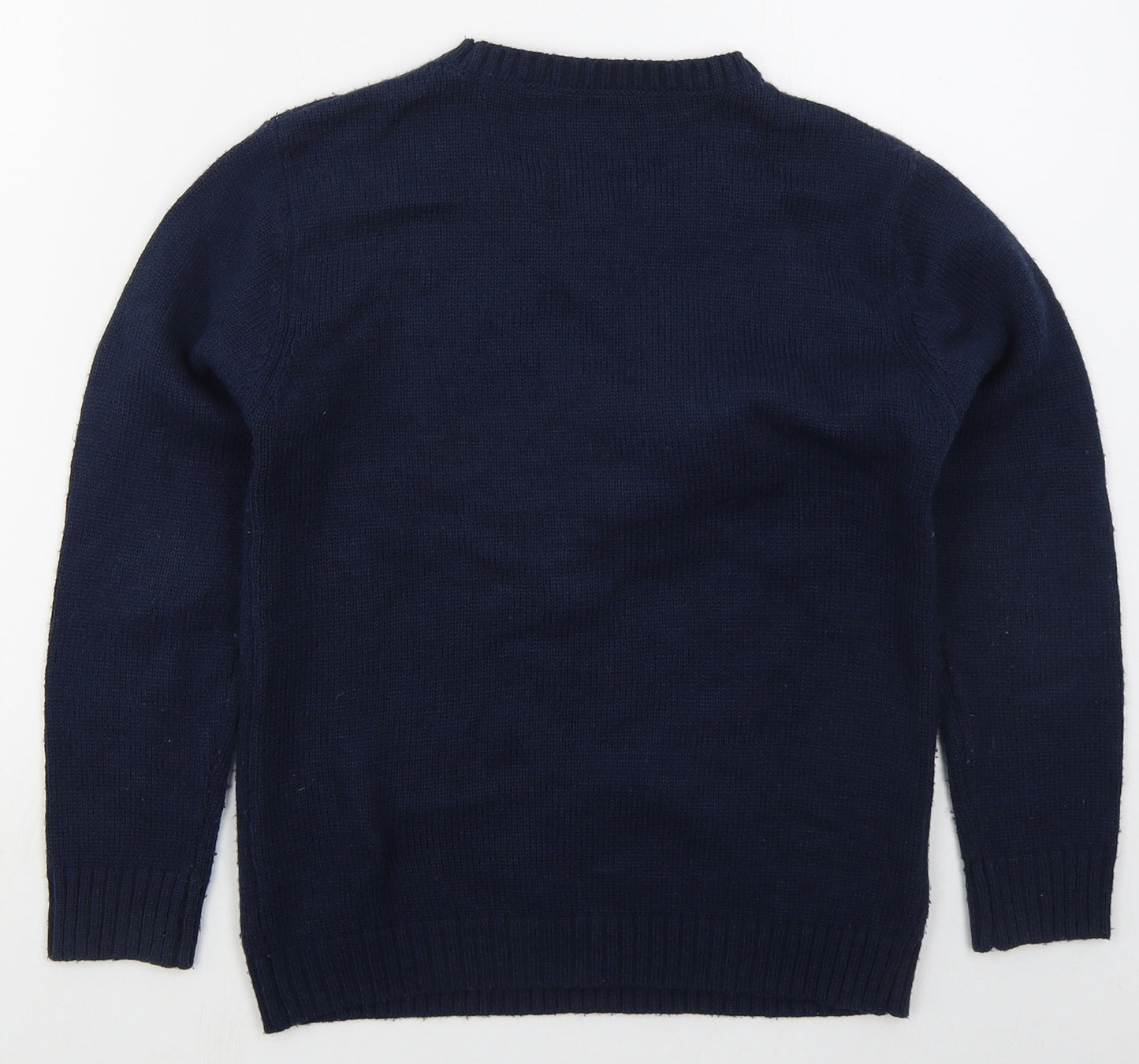 Dunnes Boys Blue Crew Neck  Acrylic Pullover Jumper Size 10-11 Years  Pullover - Santa Claus