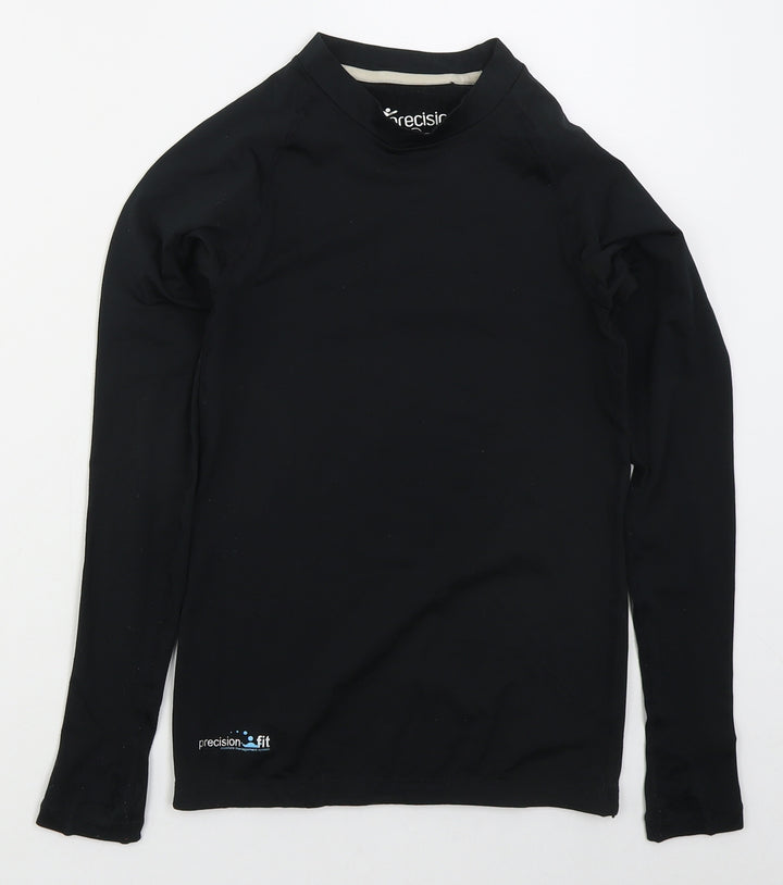 Precision Fit Boys Black Polyester Basic T-Shirt Size M Crew Neck Pullover - Athletic