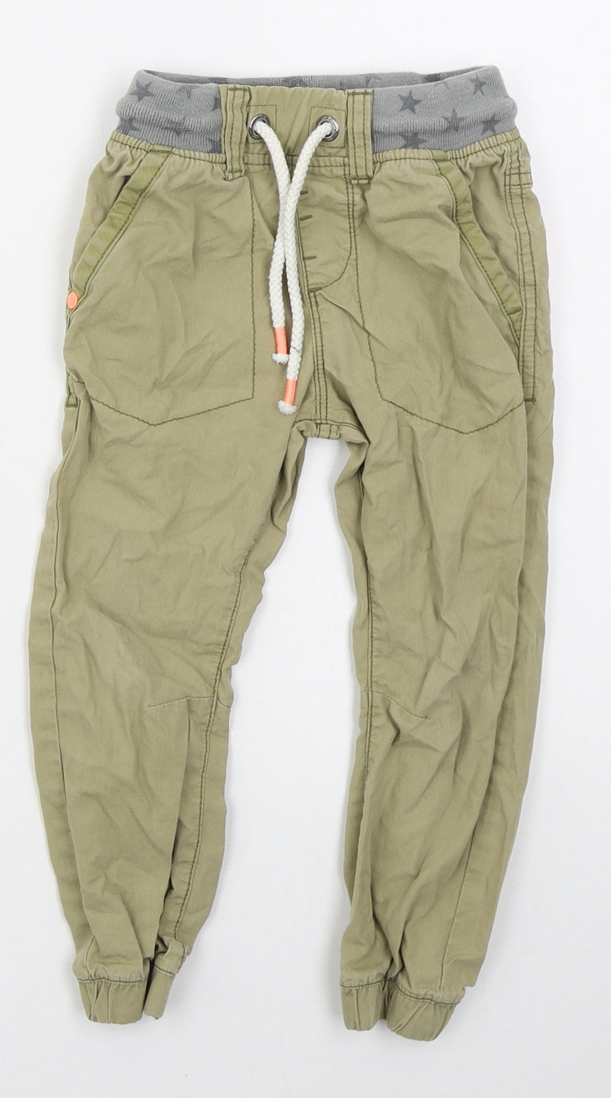 NEXT Boys Beige  Cotton Cargo Trousers Size 3-4 Years  Regular Drawstring - Stars
