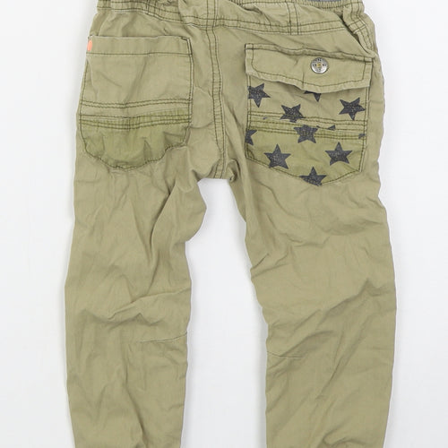 NEXT Boys Beige  Cotton Cargo Trousers Size 3-4 Years  Regular Drawstring - Stars