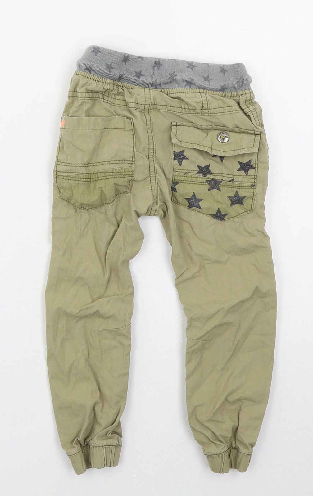 NEXT Boys Beige  Cotton Cargo Trousers Size 3-4 Years  Regular Drawstring - Stars