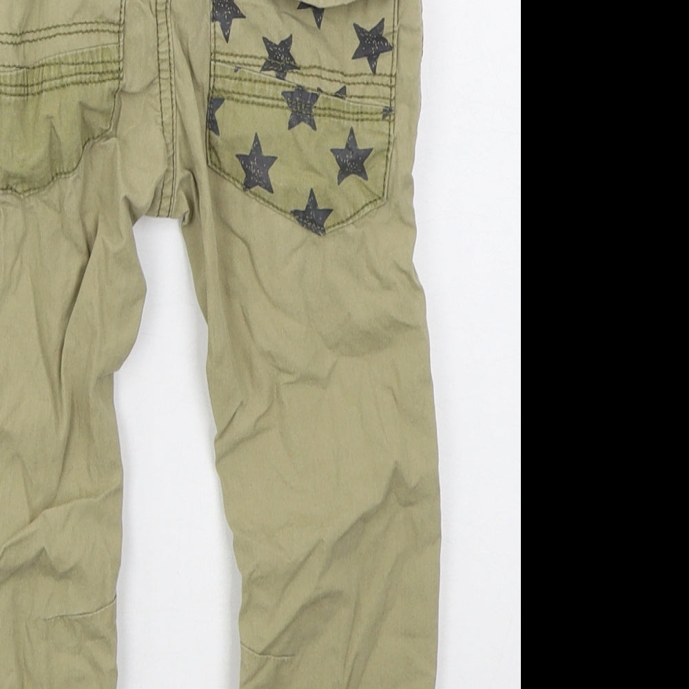 NEXT Boys Beige  Cotton Cargo Trousers Size 3-4 Years  Regular Drawstring - Stars