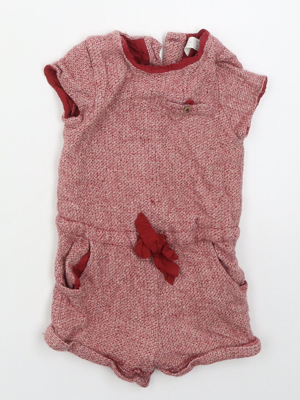 Zara Girls Red  Viscose Jumpsuit One-Piece Size 3-4 Years  Button