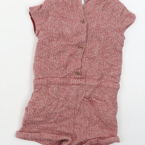 Zara Girls Red  Viscose Jumpsuit One-Piece Size 3-4 Years  Button