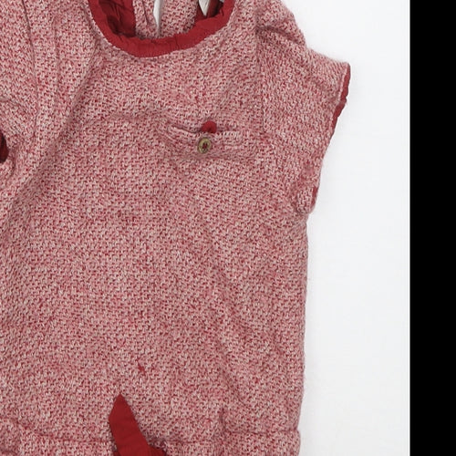 Zara Girls Red  Viscose Jumpsuit One-Piece Size 3-4 Years  Button