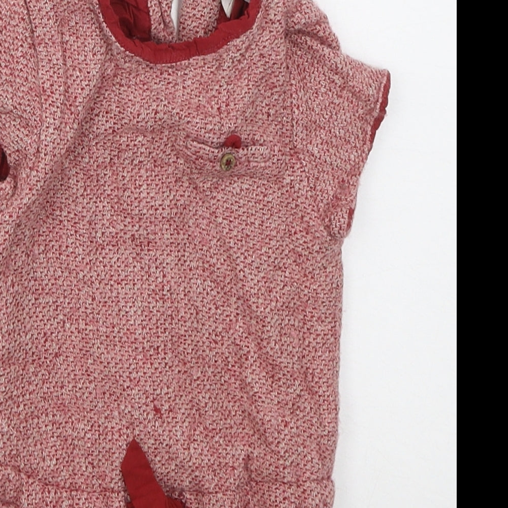 Zara Girls Red  Viscose Jumpsuit One-Piece Size 3-4 Years  Button