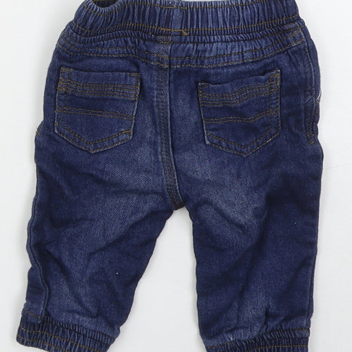 Peacocks Boys Blue  Cotton Capri Jeans Size 0-3 Months  Drawstring