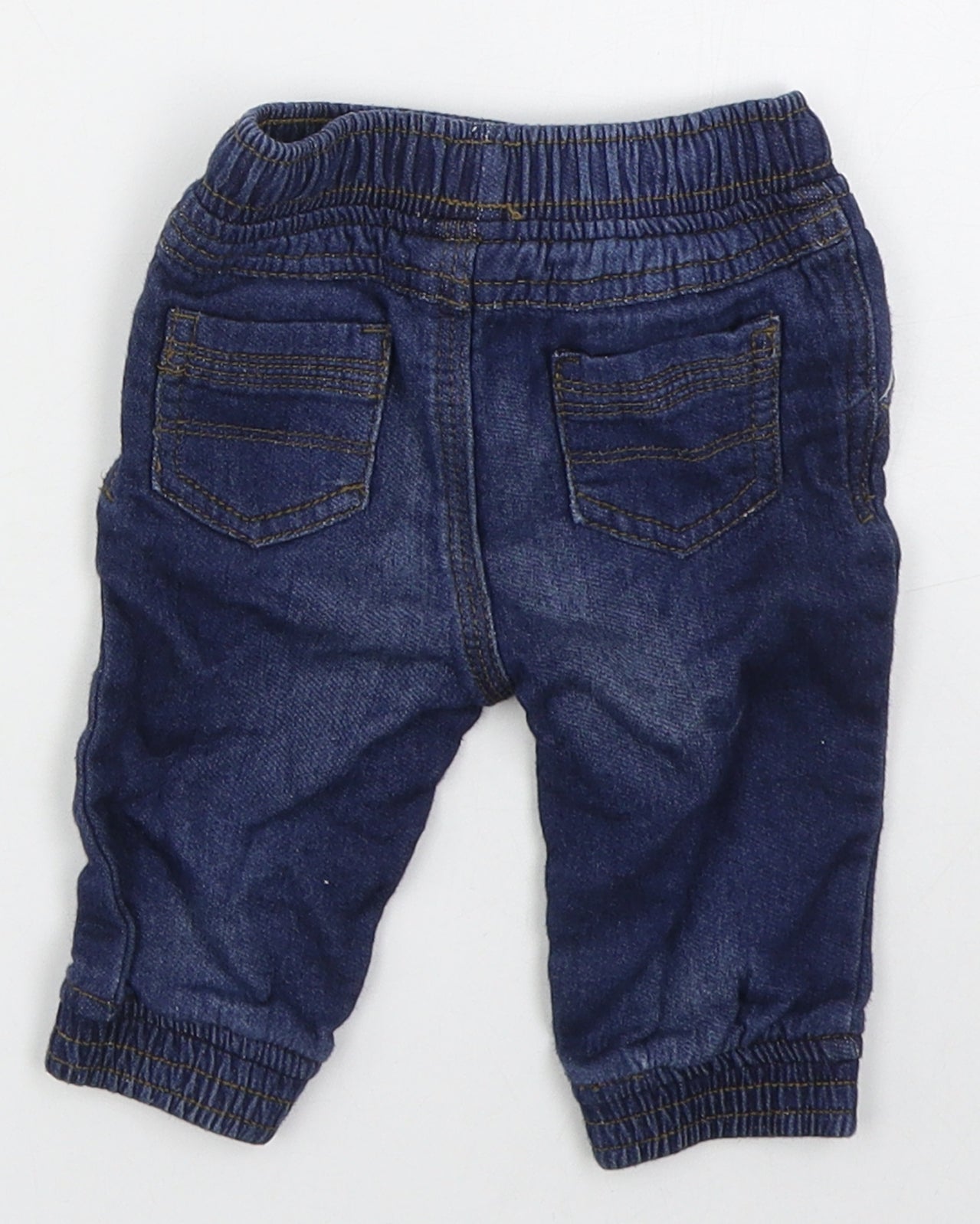 Peacocks Boys Blue  Cotton Capri Jeans Size 0-3 Months  Drawstring