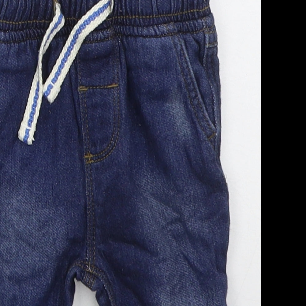 Peacocks Boys Blue  Cotton Capri Jeans Size 0-3 Months  Drawstring