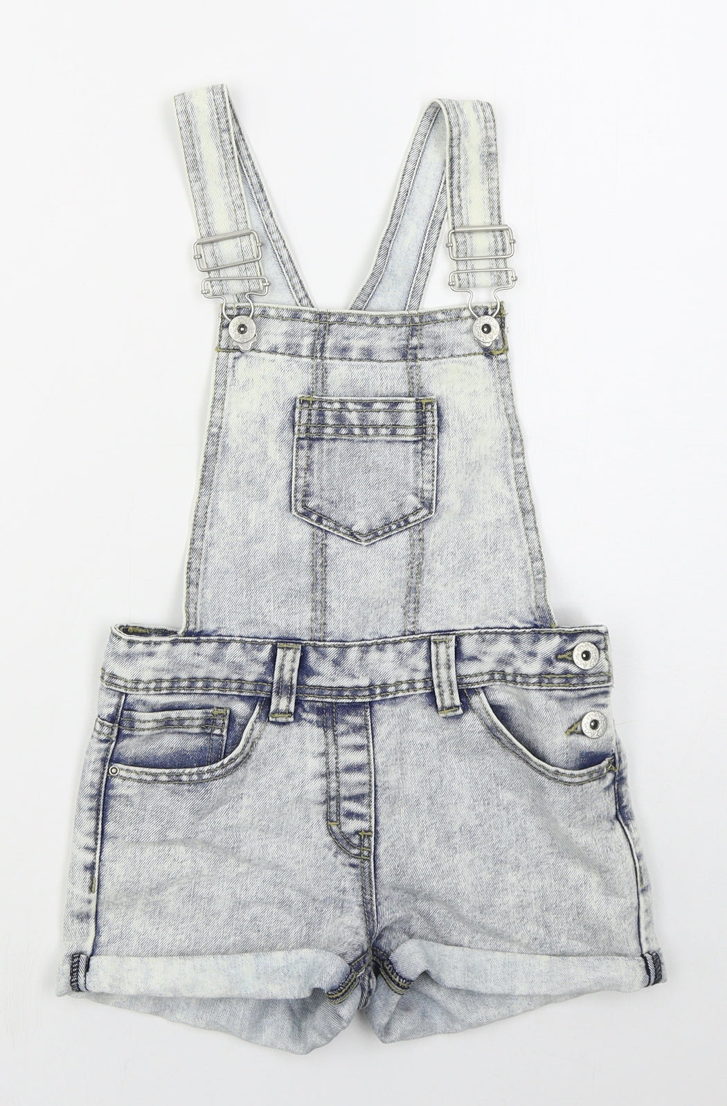 F&F Girls Blue  Cotton Dungaree One-Piece Size 8-9 Years  Buckle