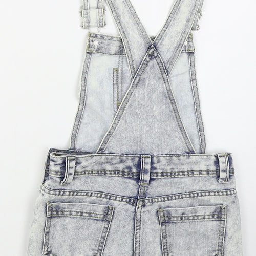 F&F Girls Blue  Cotton Dungaree One-Piece Size 8-9 Years  Buckle