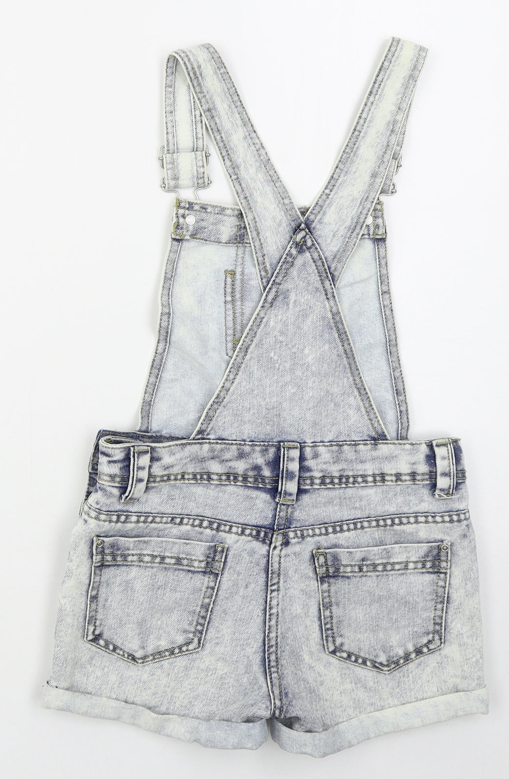 F&F Girls Blue  Cotton Dungaree One-Piece Size 8-9 Years  Buckle