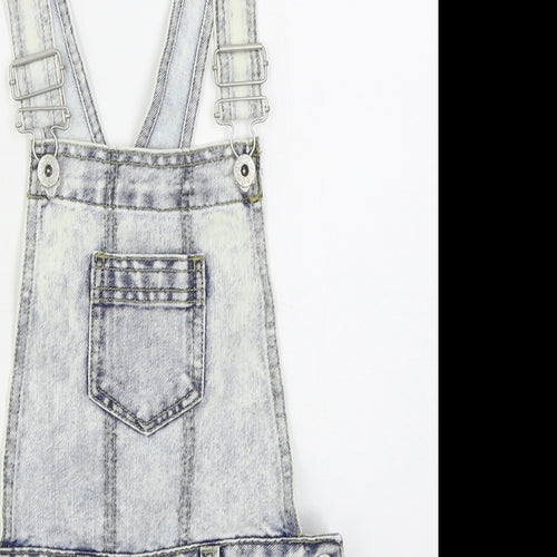 F&F Girls Blue  Cotton Dungaree One-Piece Size 8-9 Years  Buckle